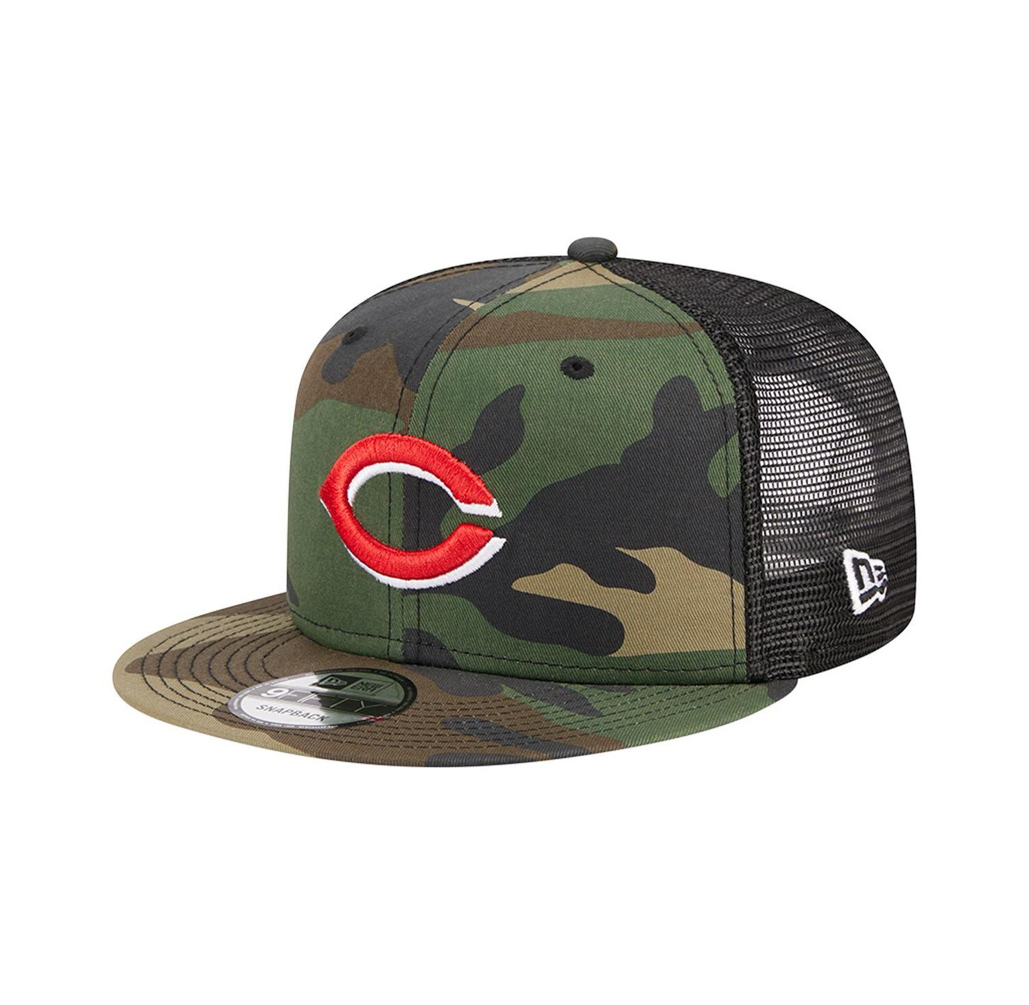 Men's Camo Cincinnati Reds Woodland Camo Trucker 9FIFTY Snapback Hat