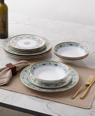 Serene Garden 12-Piece Dinnerware Set, Service For 4