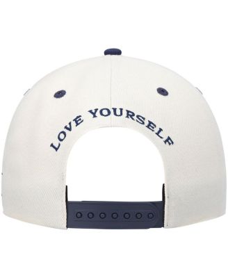 Men's Cream, Navy Love Yourself Adjustable Snapback Hat