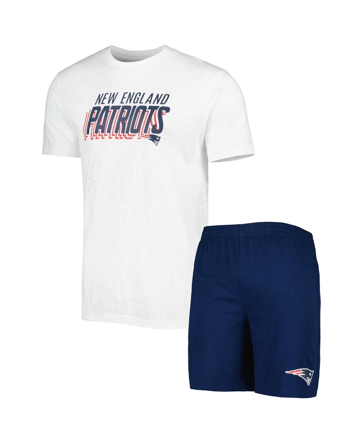 Concepts Sport Men's  Navy, White New England Patriots Downfield T-shirt And Shorts Sleep Set In Navy,white