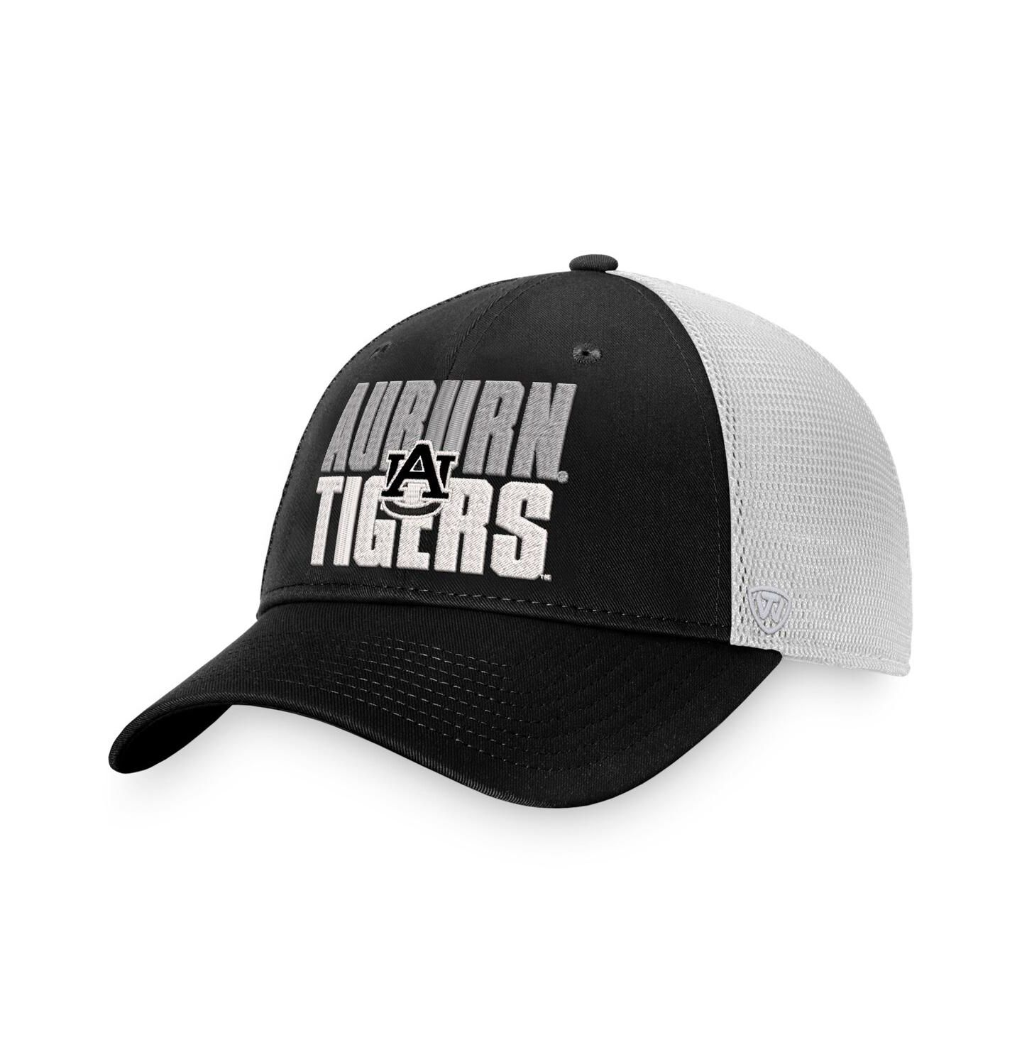 Мужская кепка Top of the World Black, White Auburn Tigers Stockpile Trucker Snapback Hat — фото 1