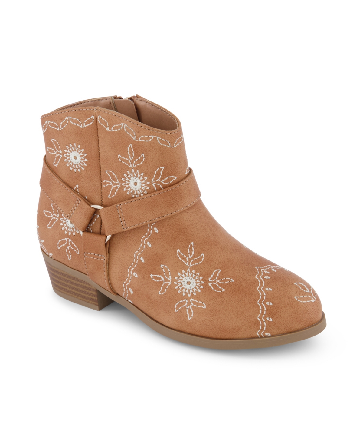Jessica Simpson Big Girls Layla Embroidered Side Zipper Booties In Tan
