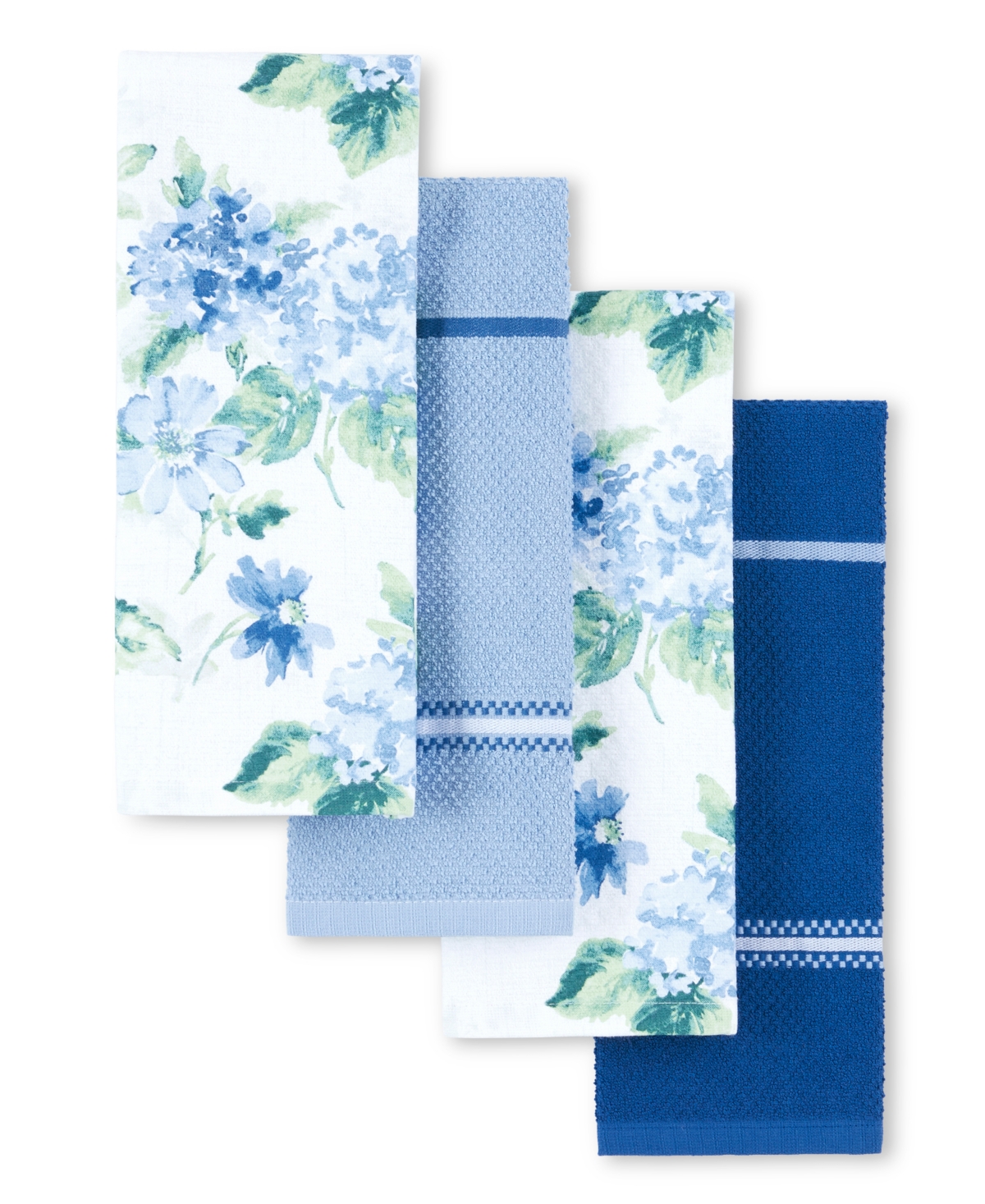 Martha Stewart Amber Floral Kitchen Towel Set 4-pack, 16" X 28" In Blue