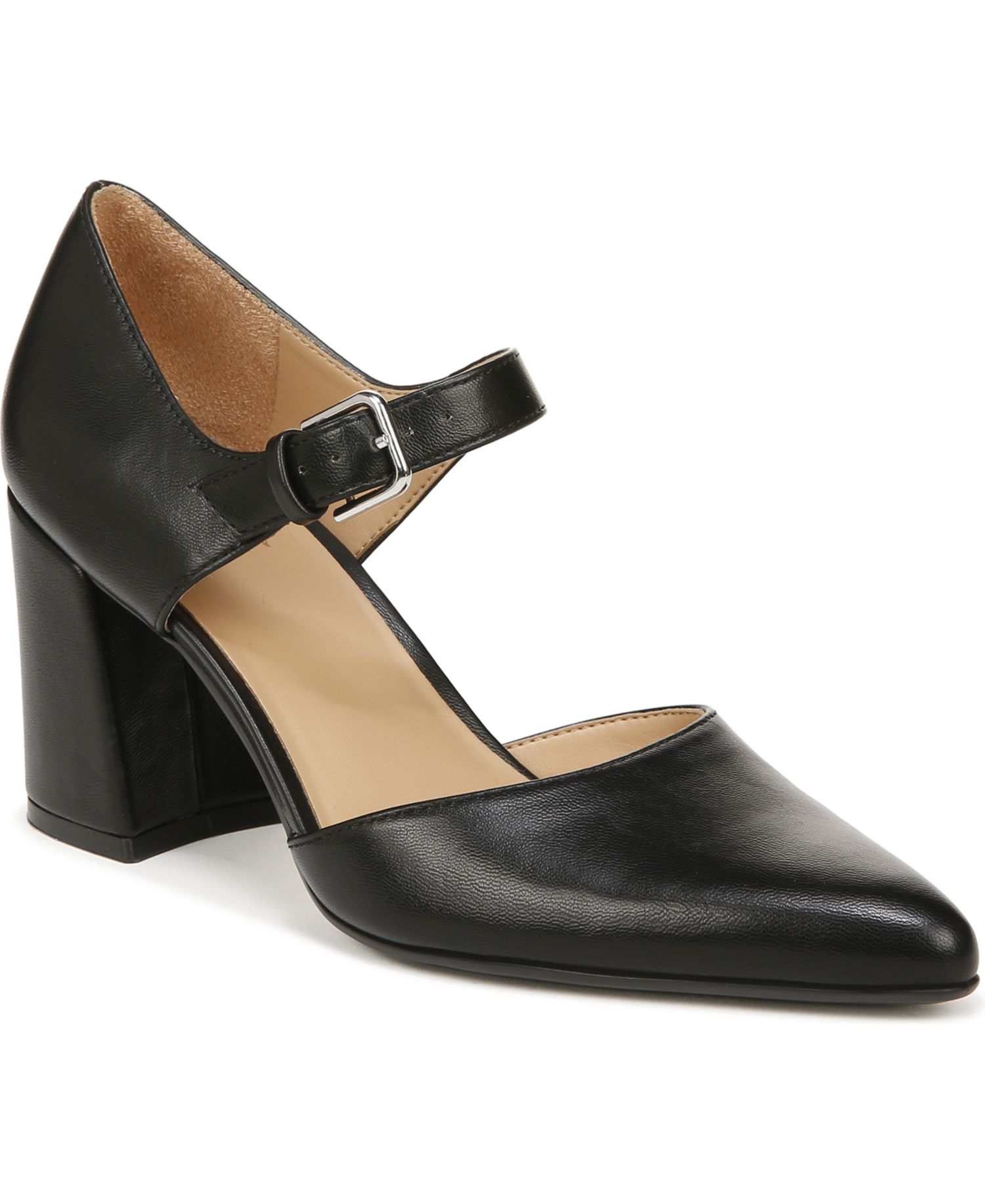 Women's Pixie Mary Jane Pointed Toe Block Heel Pumps