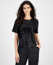 Macys womens sequin tops clearance