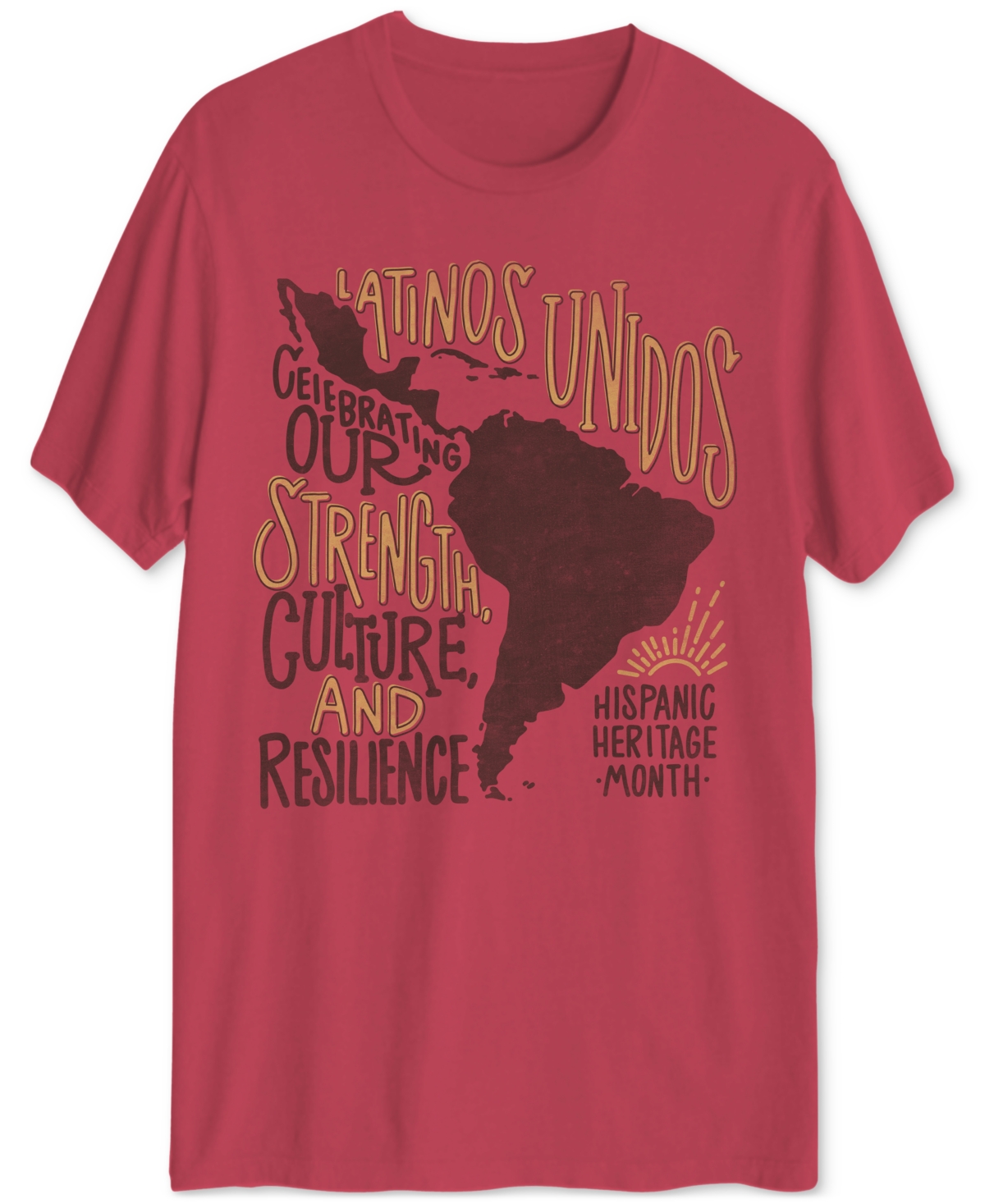 Hybrid Apparel Unisex Latinos Unidos Short-sleeve T-shirt In Sunset Red