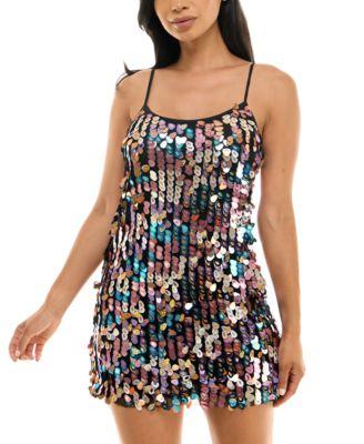 Emerald Sundae - Juniors' Teardrop Sequin Mini Dress