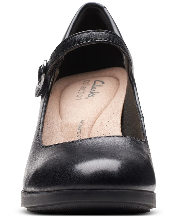 Clarks Bayla Nora Damen Schuhe - Black Leather Mary Jane Mit Absatz