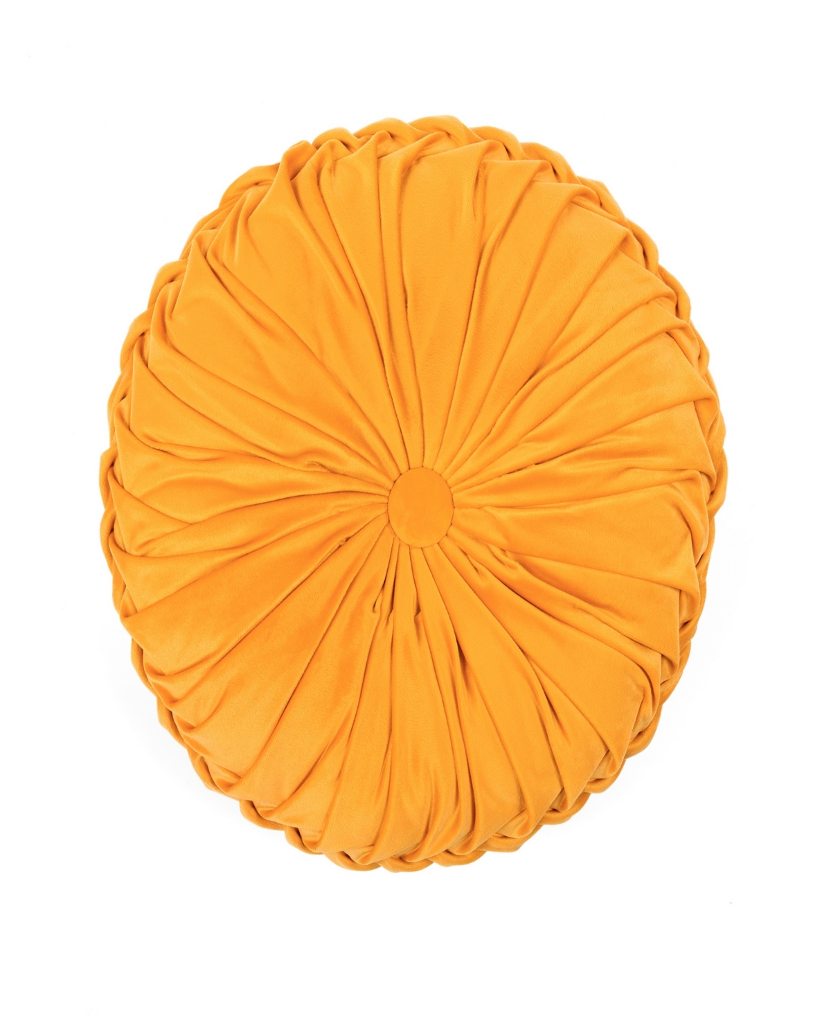 Lush Decor Round Pleated Soft Velvet Decorative Pillow, 15" Round In Yellow