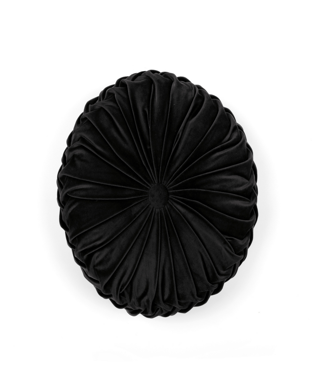 Lush Decor Round Pleated Soft Velvet Decorative Pillow, 15" Round In Black