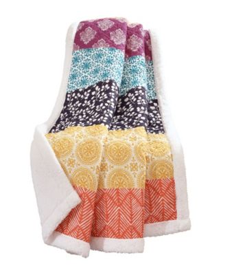 Lush Decor Lama Stripe Überwurfdecke – 152,4 X 127 Cm, Wendbar, Sherpa-Futter, Pink & Türkis