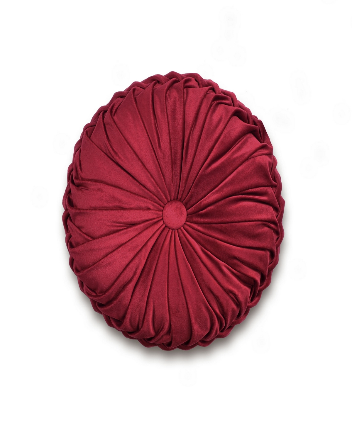 Lush Decor Round Pleated Soft Velvet Decorative Pillow, 15" Round In Red