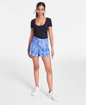 Bar III - Women's Printed Pleated Shorts, Created for Macy's