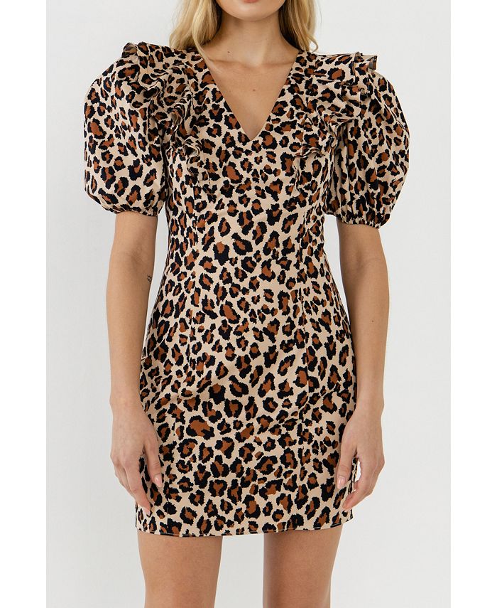 English Factory Women's Leopard Mini Dress - Macy's