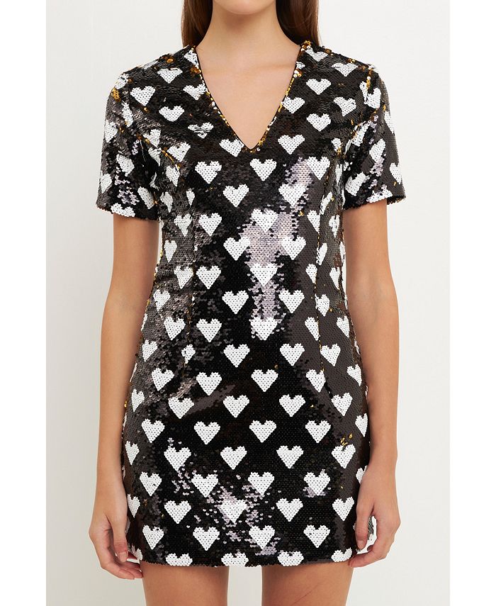 White and black heart dress new arrivals