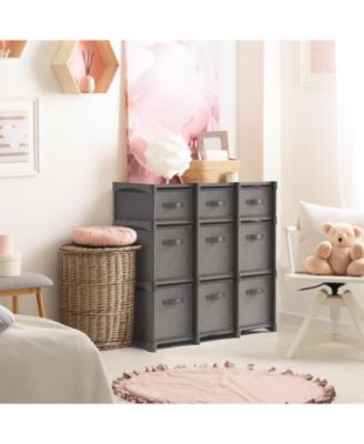 Heavy Duty 9 Cube Storage Organizer with Fabric Storage Bins
