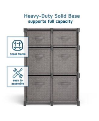 Heavy Duty 6 Cube Storage Organizer with Fabric Storage Bins