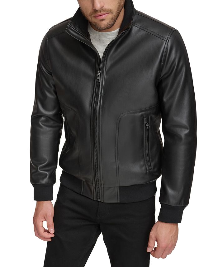 Faux-Leather Bomber Jacket