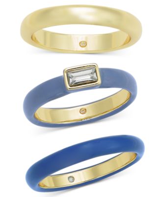 Gold-Tone 3-Pc. Set Crystal & Color Stack Rings, Created for Macy's