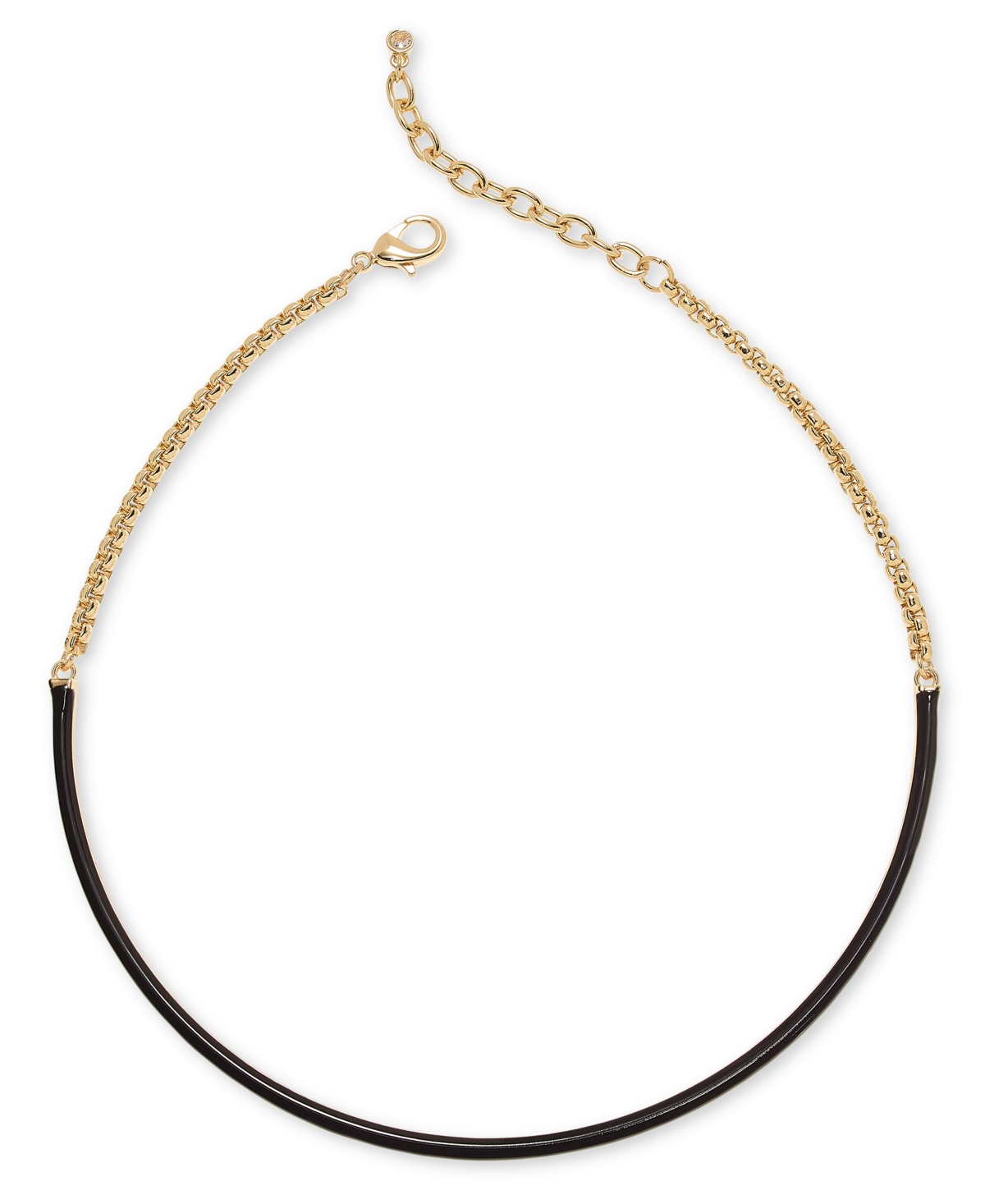 On 34th Gold-tone Color Mixed Chain Collar Necklace, 11-1/2" + 2" Extender, Created For Macy's In Black