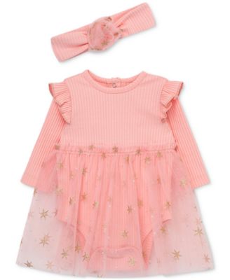 Little Me - Baby Girls Tutu Bodysuit Dress and Headband, 2 Piece Set