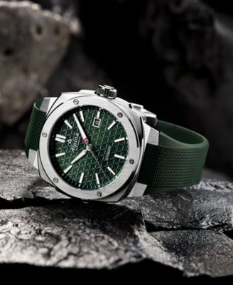 Men's Swiss Automatic Alpiner Green Rubber Strap Watch 41mm