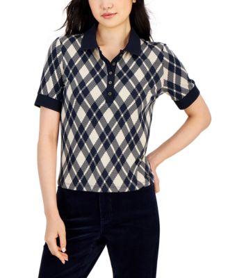 Tommy Hilfiger - Women's Plaid Contrast-Trim Polo Shirt