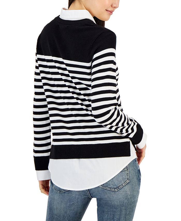 Tommy Hilfiger Women's Mariner Striped Layered-Look Sweater - Macy's
