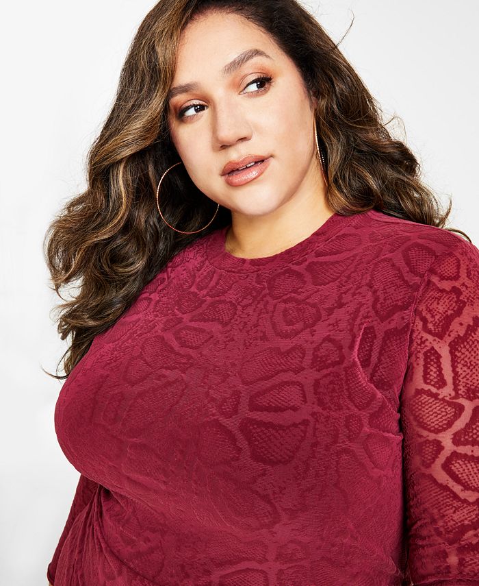 Nina Parker Trendy Plus Size Embossed Bodycon Midi Dress Macy's