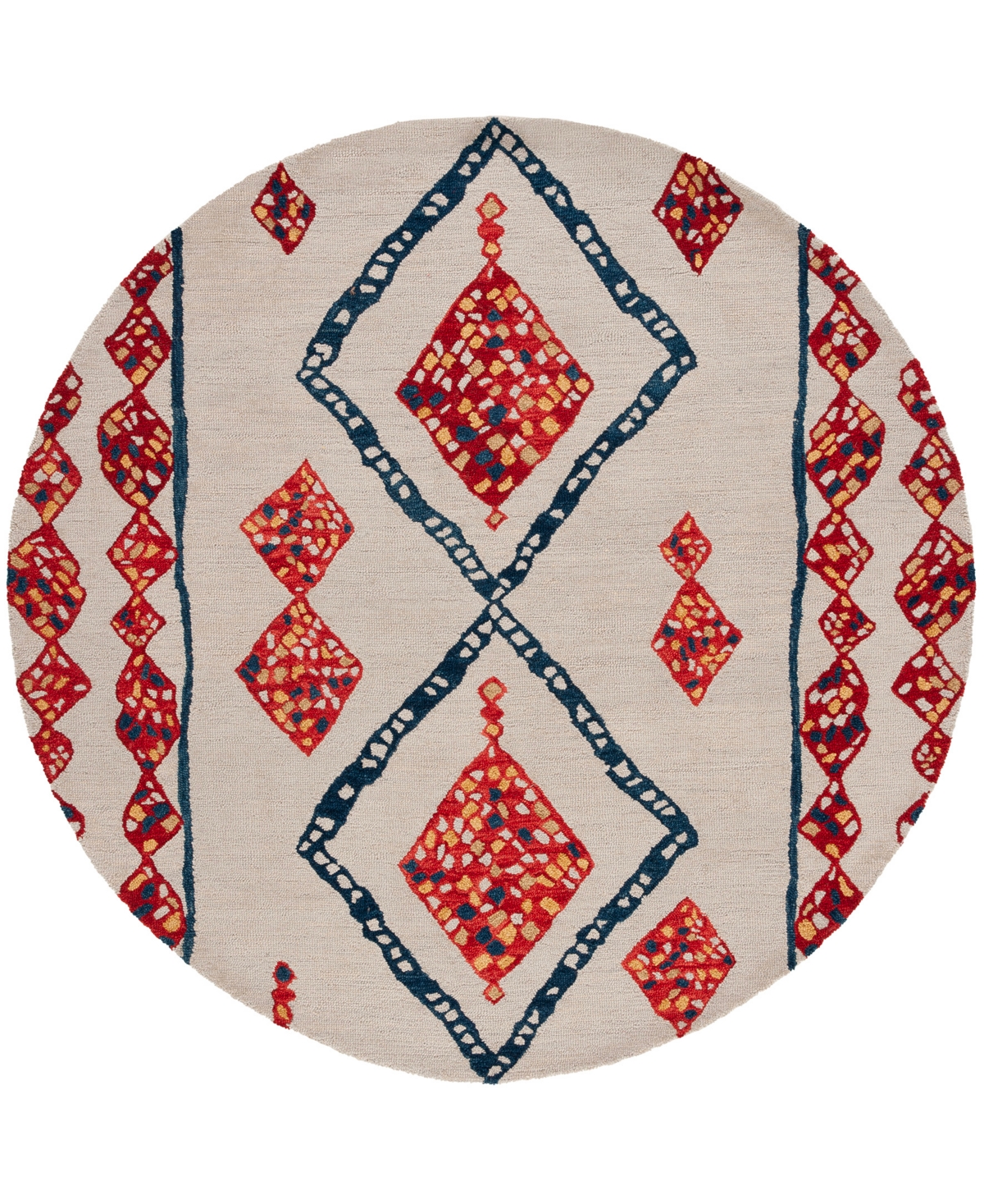 Safavieh Aurora APN702 7' x 7' Round Area Rug - Ivory, Blue
