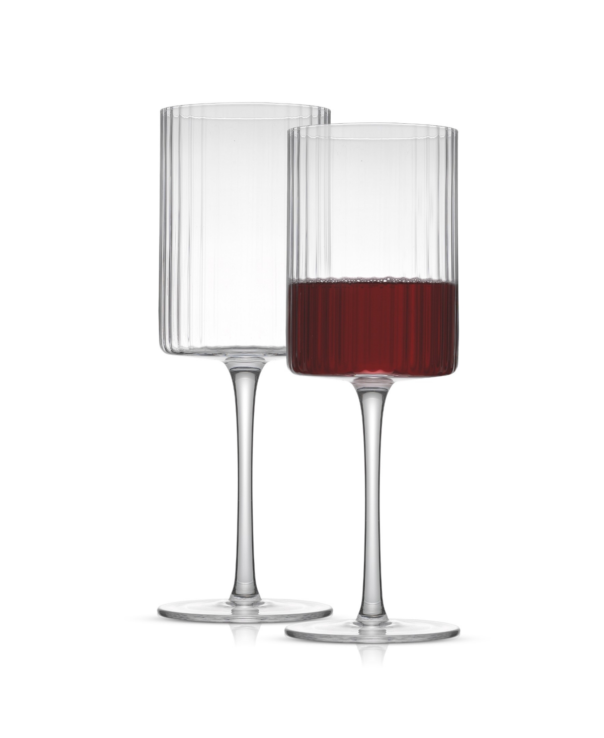 Joyjolt Elle Ribbed Red Wine Glass 2 Piece Set In Clear