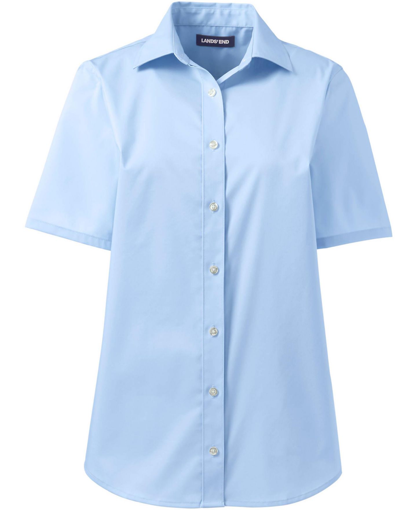 Женская рубашка Lands' End No Gape Short Sleeve Stretch, цвет: Светлый морской синий — фото 2