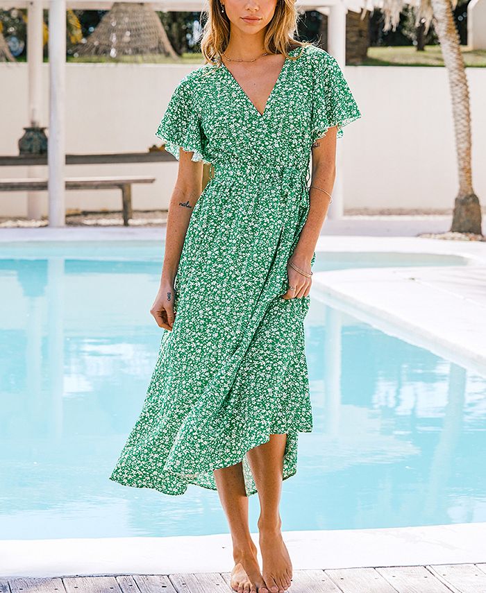 CUPSHE Women's Belted Ditsy Floral Print Midi Beach Dress Macy's