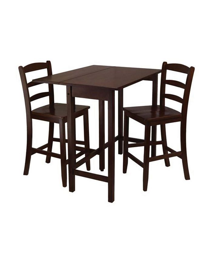 Offex Transitional Lynnwood 3Pc Drop Leaf Table with Ladderback Counter Stools, Walnut Macy's