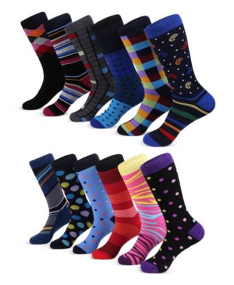 Men's Savvy Sharp Fun Dress Socks 12 Pack