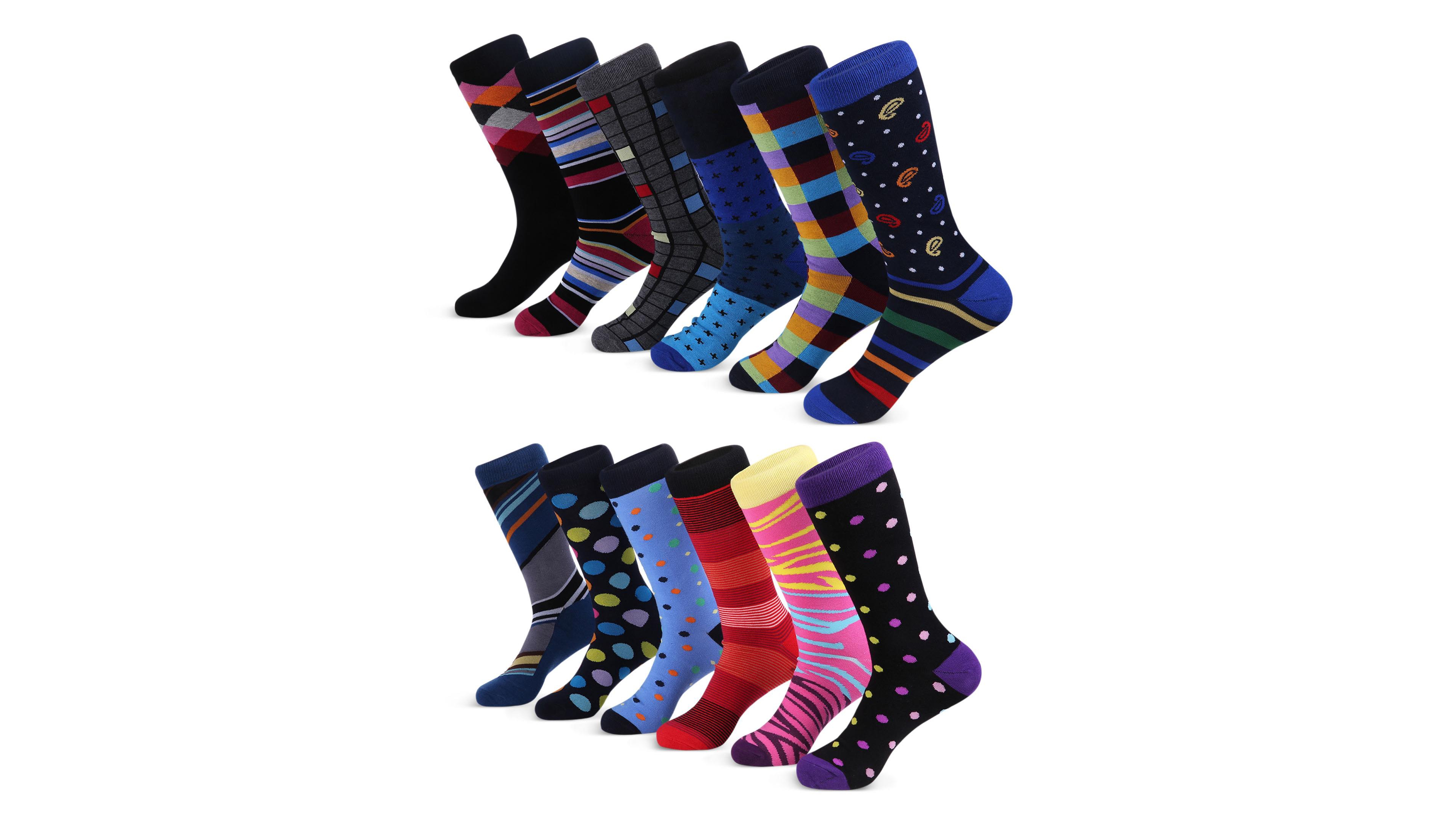 Mio Marino Men's Savvy Sharp Fun Dress Socks 12 Pack
