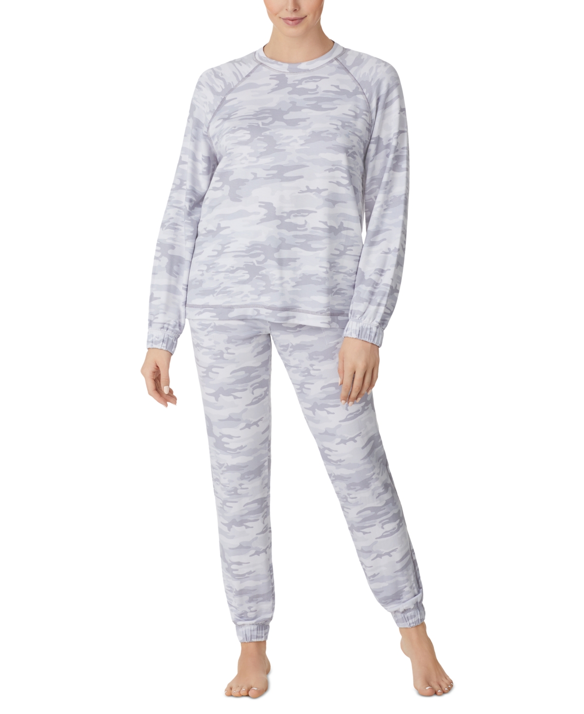 Women's 2-Pc. Brushed French Terry Jogger Pajamas Set - Silver Camo