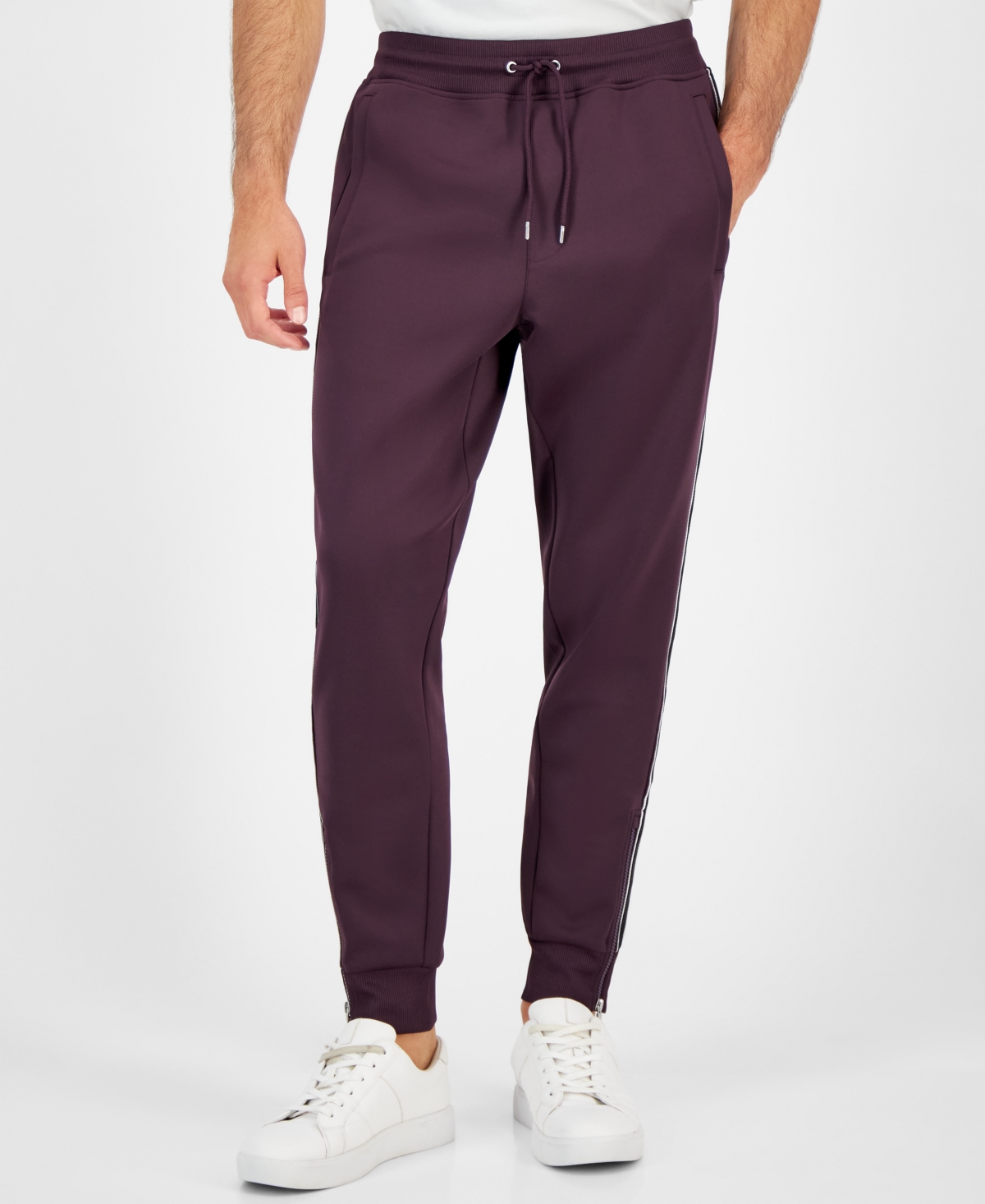 Inc International Concepts Men's Neoprene Track Jogger Pants, Created For Macy's In Plum Perfect