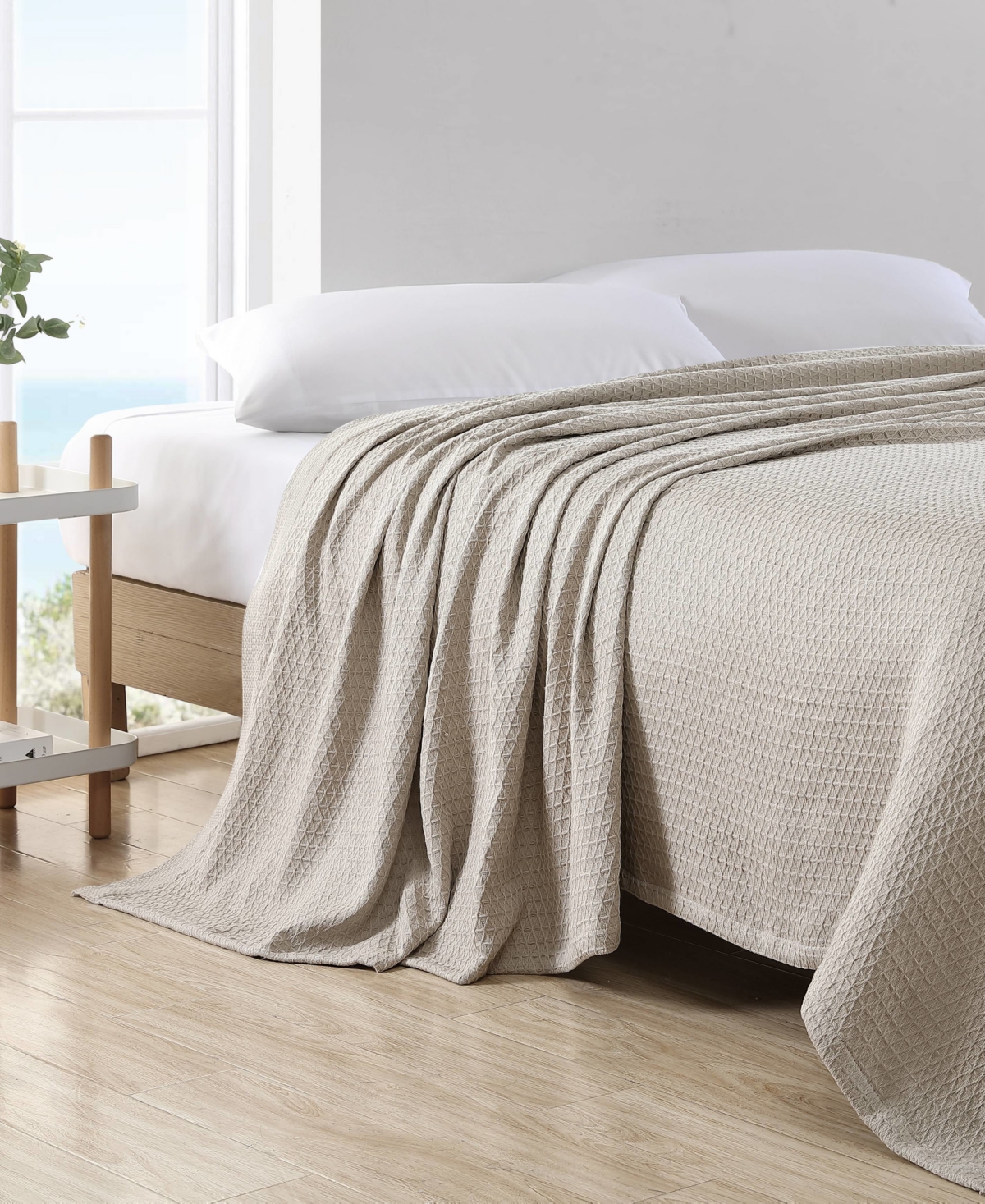 Closeout! Nautica Baird Solid Cotton Dobby Reversible Blanket