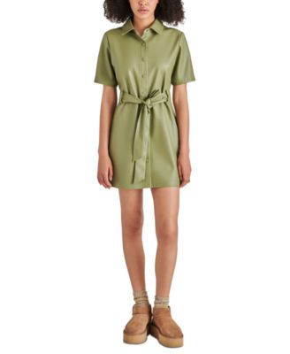 Steve Madden - Women's Jolene Faux-Leather Snap-Front Dress