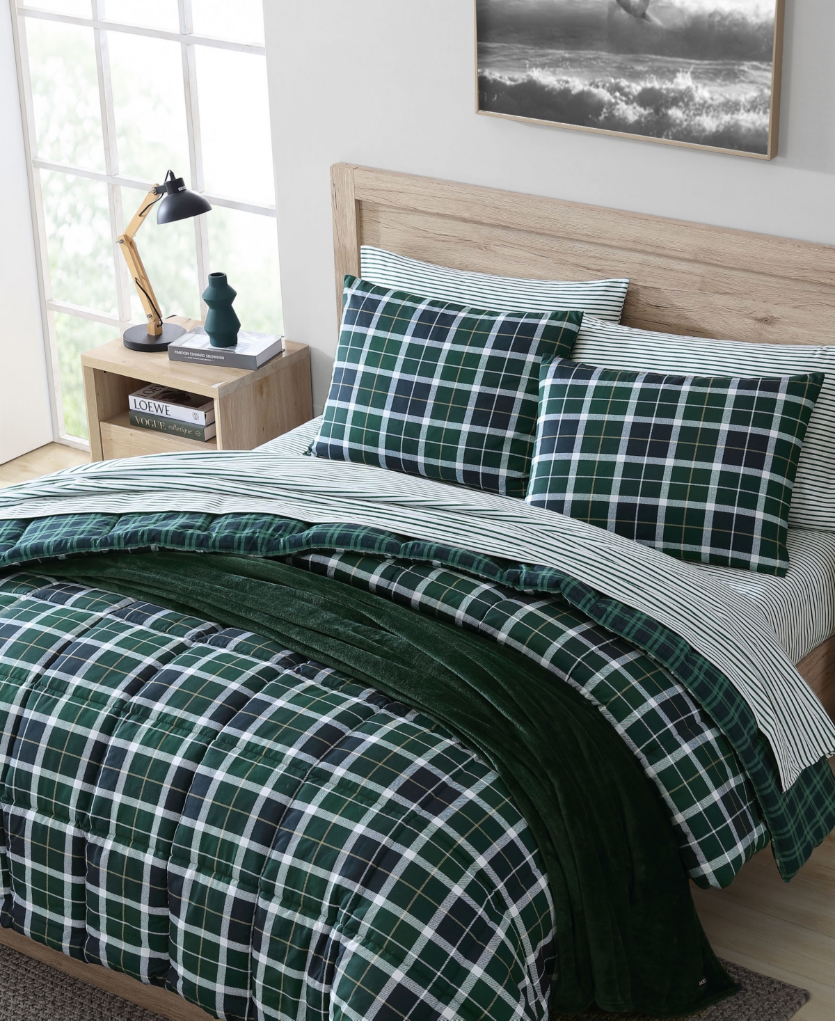 Closeout! Nautica North Sail Plaid Brushed Microfiber Piece Duvet Cover Set