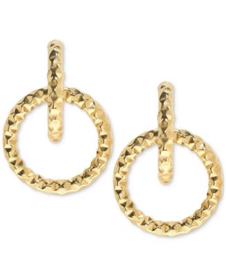 Macy's - Textured Circle Doorknocker Drop Earrings in 10k Gold