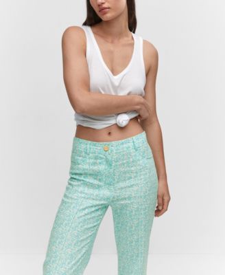 MANGO Women's Floral Linen Pants
