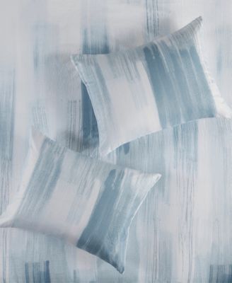 Natori Brush Stroke Oversized Reversible Seersucker 3 Piece Duvet Cover Set, Full/Queen