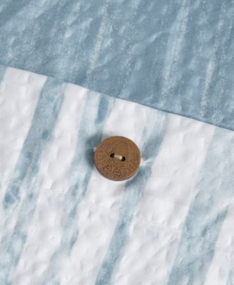 Natori Brush Stroke Oversized Reversible Seersucker 3 Piece Duvet Cover Set, Full/Queen