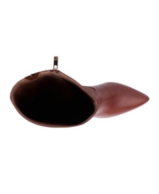 Women's Piper- Croc Embossed Kitten Heel Knee-High Boots Dress Boots