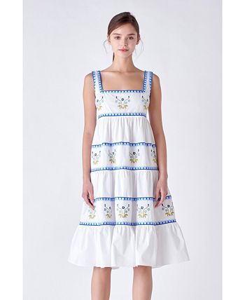 English Factory Women's Embroidered Midi Dress - Macy's