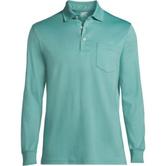 Lands' End Men's Long Sleeve Super Soft Supima Polo Shirt with Pocket -  Macy's