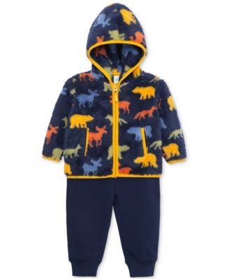 Little Me - Baby Boys Woodland Faux-Sherpa Jacket, Long-Sleeved Top and Pants, 3 Piece Set
