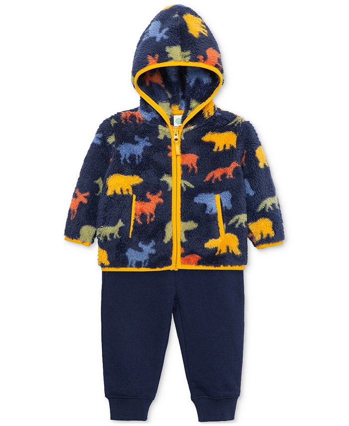 Little Me Baby Boys Woodland FauxSherpa Jacket, LongSleeved Top and